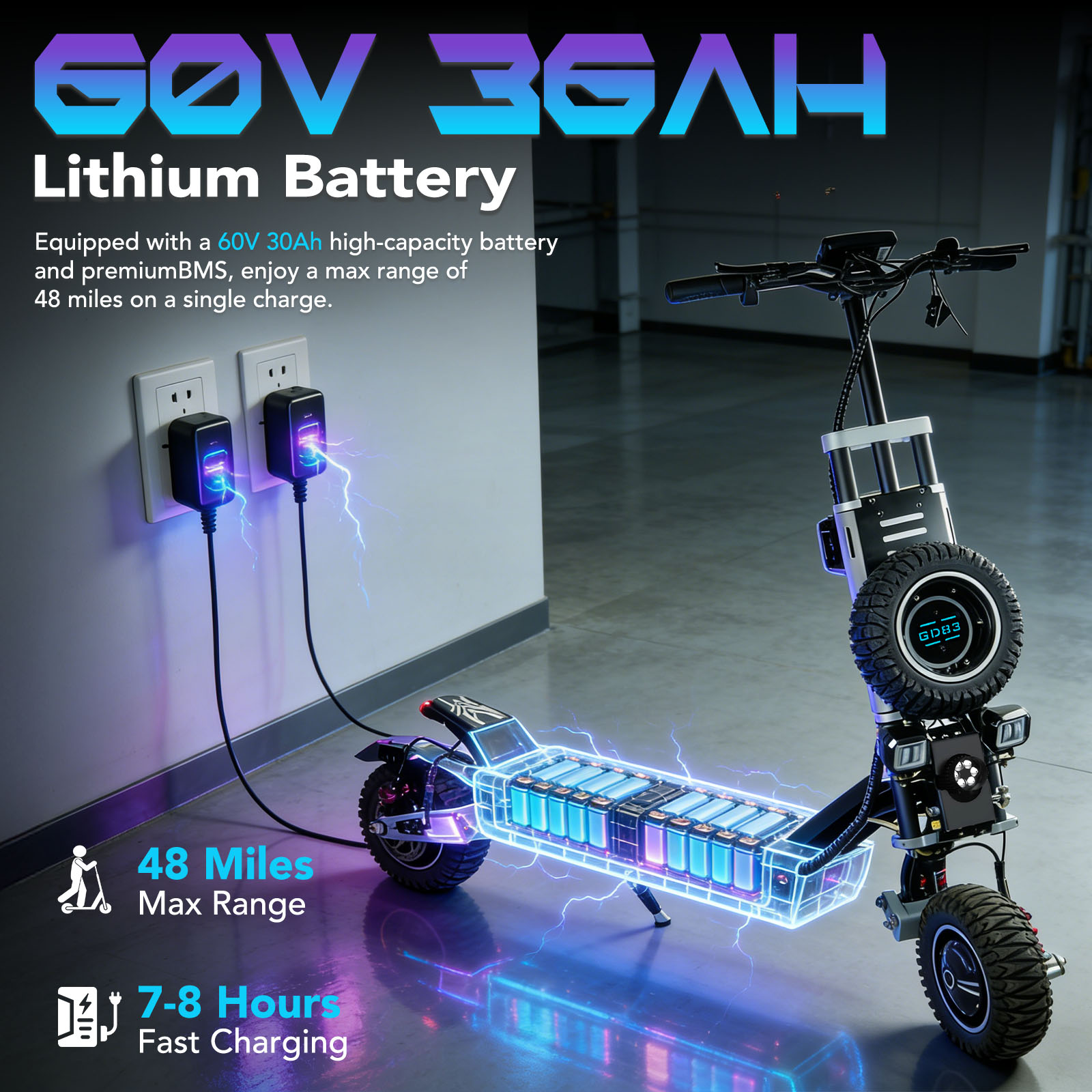 OBARTER GD83 オフロード用電動スクーター。560 - 60V 5600W Dual Motor Electric Scooter のレビューと価格