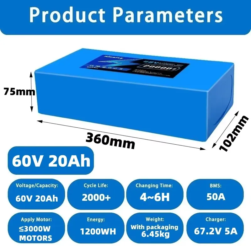   電動バイク、スクーター、自転車用 60V 20AH 30 - 60V 30Ah Electric Scooter Battery のレビューと価格