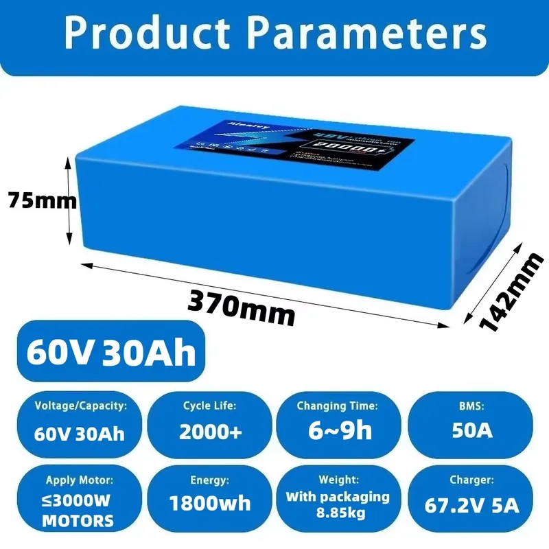   電動バイク、スクーター、自転車用 60V 20AH 30 - 60V 30Ah Electric Scooter Battery のレビューと価格